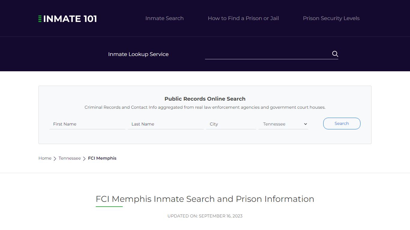 FCI Memphis Inmate Search | Lookup | Roster