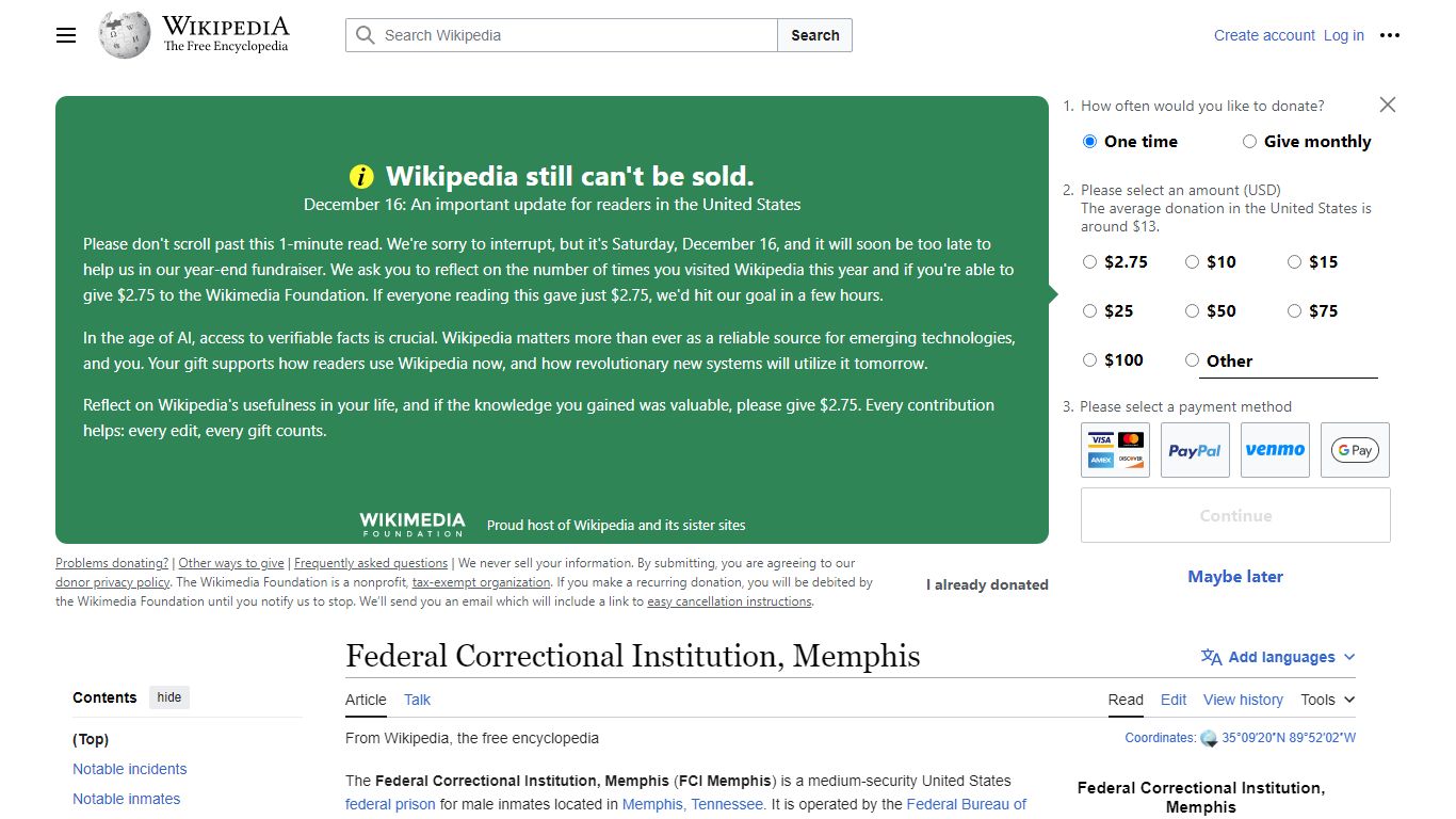 Federal Correctional Institution, Memphis - Wikipedia